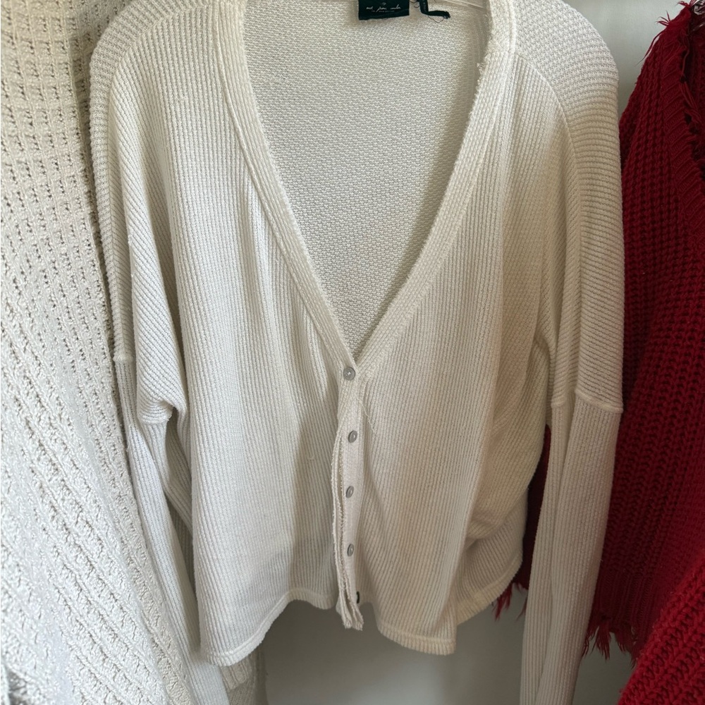 Urban Outfitters Cream Button-Up Cardigan